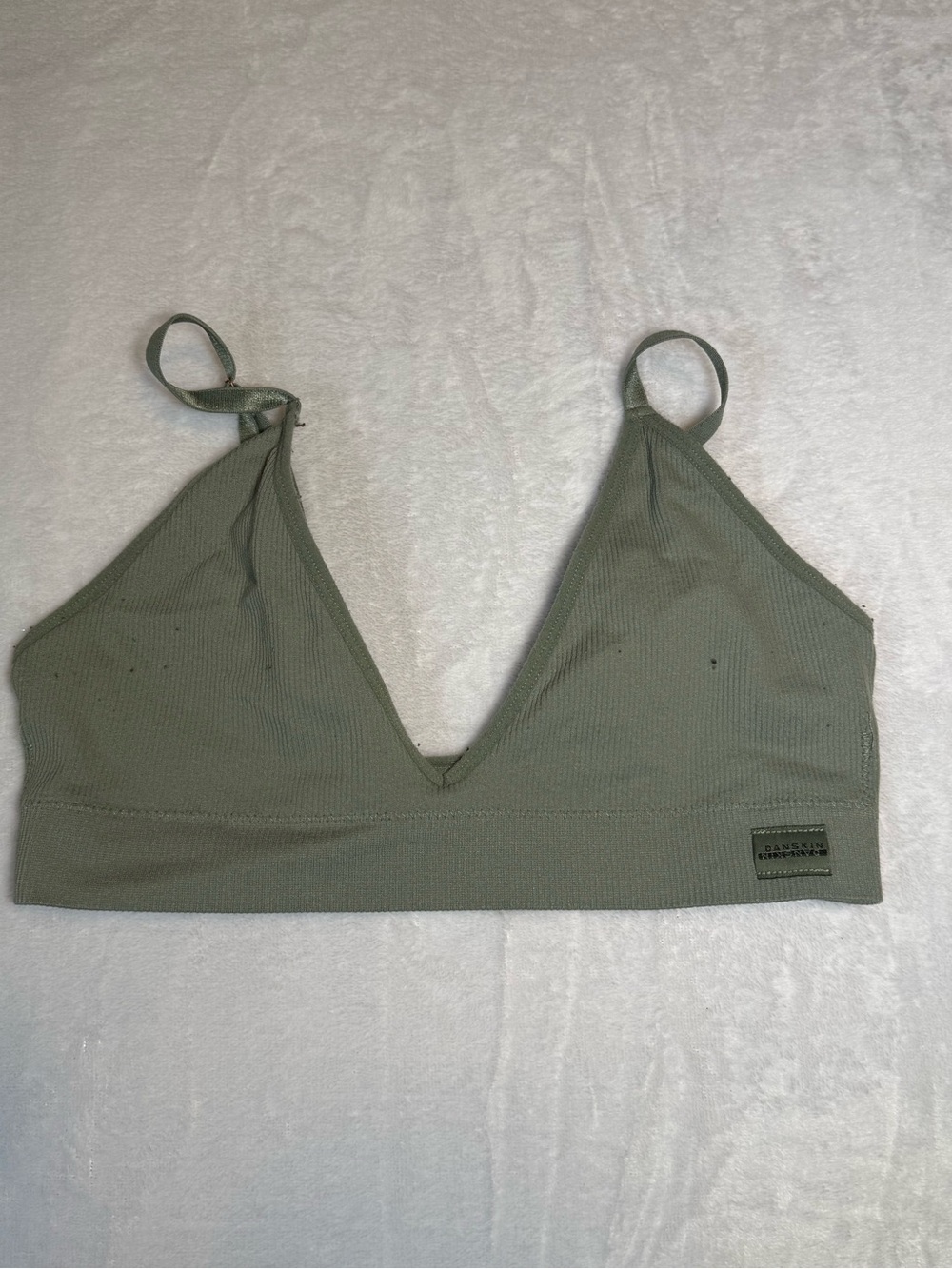 Danskin Olive Green V-Neck Seamless Bralette